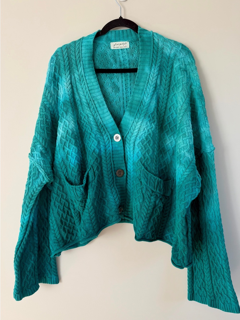 Free People Ombre Cable Knit Cardigan - Women's Size L